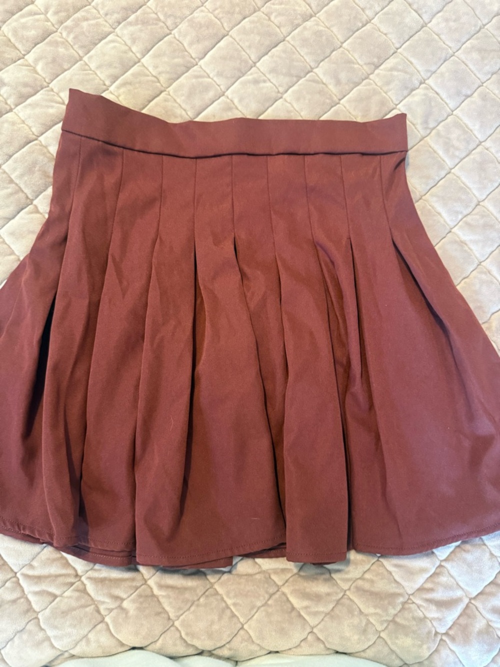 SHEIN Burgundy Pleated Skater Mini Skirt